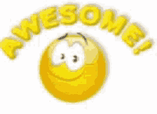 2010 style emoji giving a thumbs up with the text AWESOME over their head
